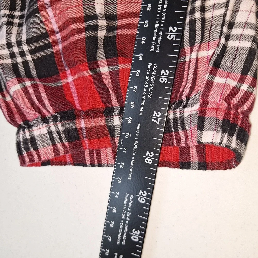 Cozy Plaid Pajama Joggers Victoria's Secret Large Red Black Pants Cuffed Ankles